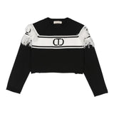 Twinset Maglia tinta unita con Logo E Frange Nero per Bambina 242GJ3163X NERO TWINSET 