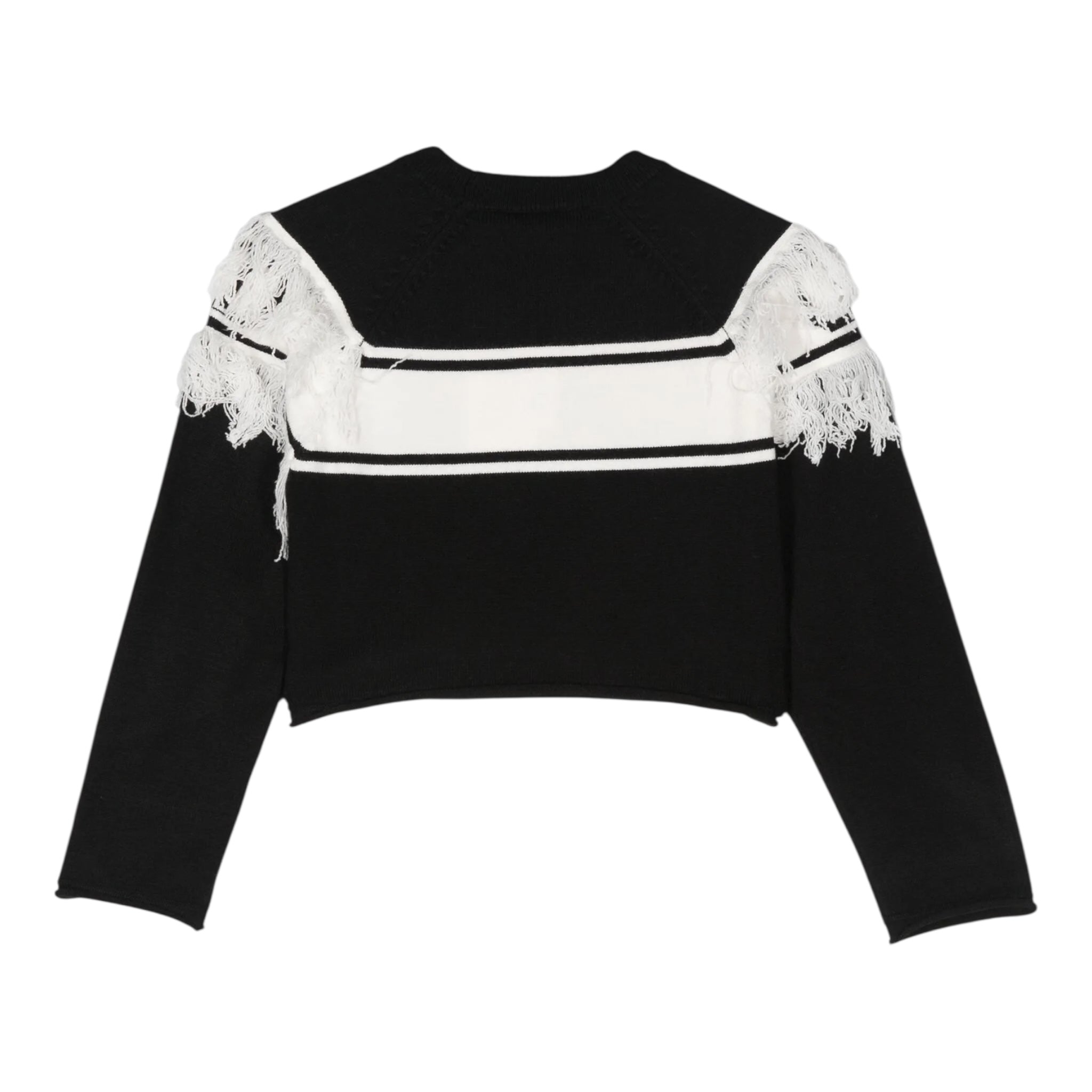 Twinset Maglia tinta unita con Logo E Frange Nero per Bambina 242GJ3163X NERO TWINSET 