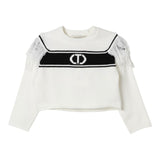 Twinset Maglia tinta unita con Logo E Frange Panna per Bambina 242GJ3163X PANNS TWINSET 