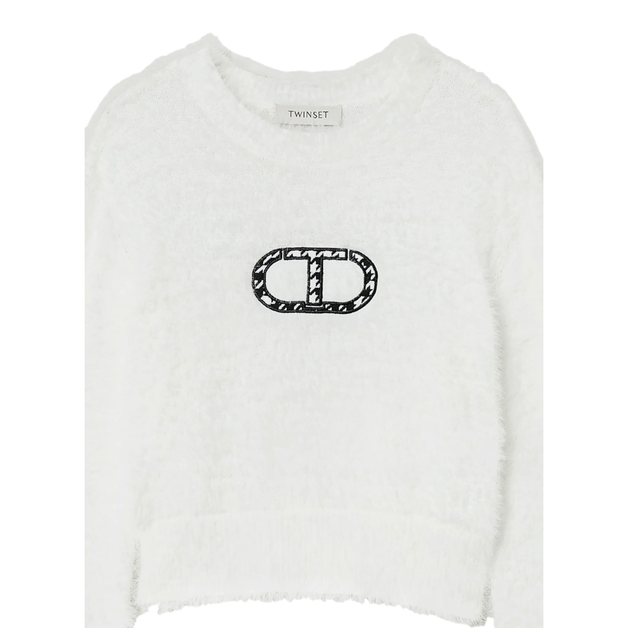 Twinset Maglia Girocollo tinta unita con Logo Panna per Bambina 242GJ3210X PANNA TWINSET 