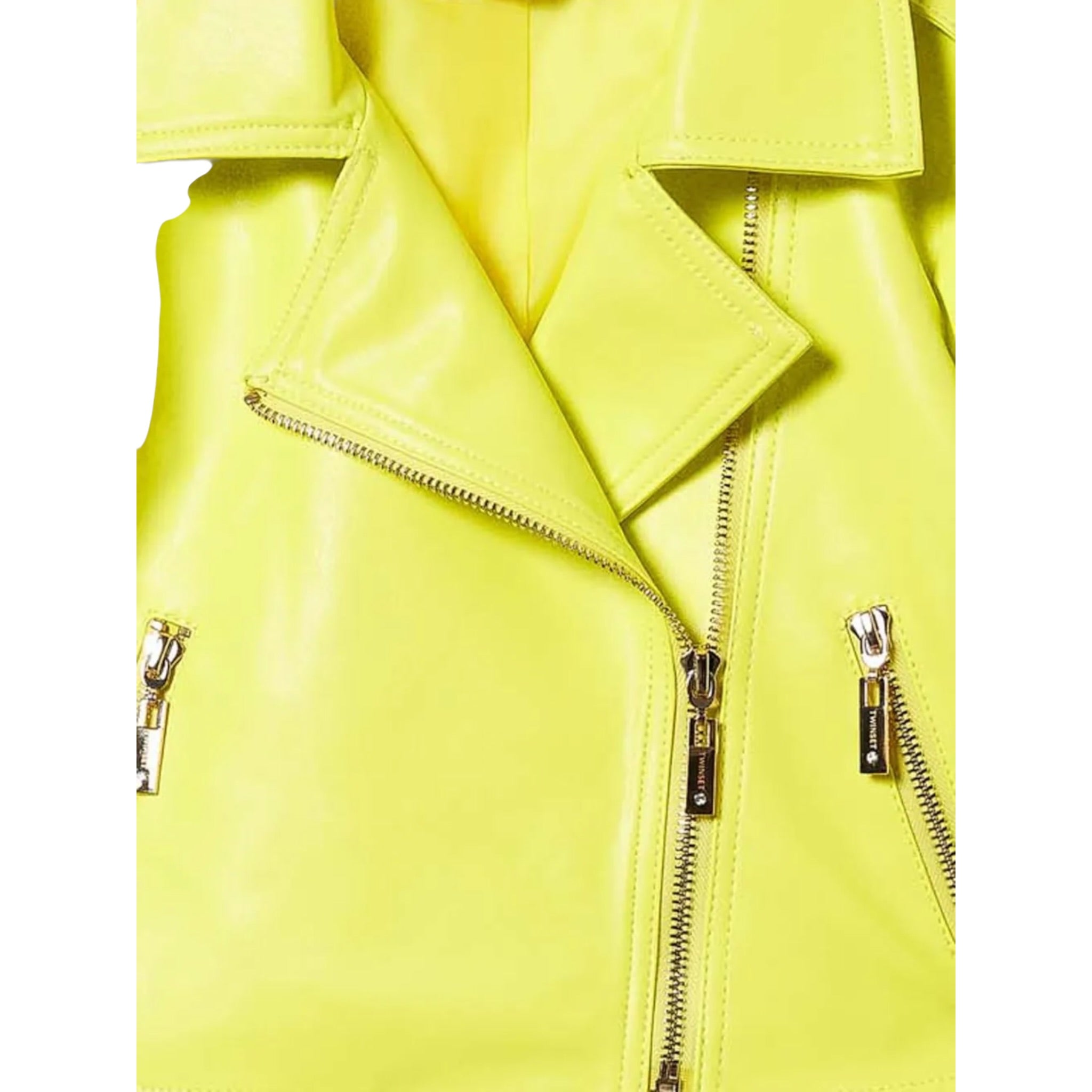 Twinset Giubbino Modello Chiodo In Ecopelle tinta unita Giallo per Bambina 251GJ2561 GIALLO TWINSET 
