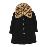 Twinset Cappotto tinta unita con Colletto Maculato Nero per Bambina 252GB2051X NERO TWINSET 