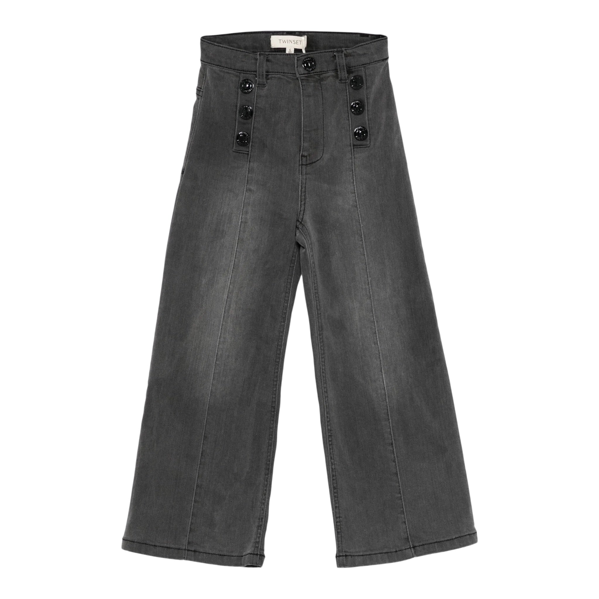Twinset Jeans tinta unita con Bottoni Modello A Palazzo Grigio per Bambina 252GB2250X GRIGIO TWINSET 