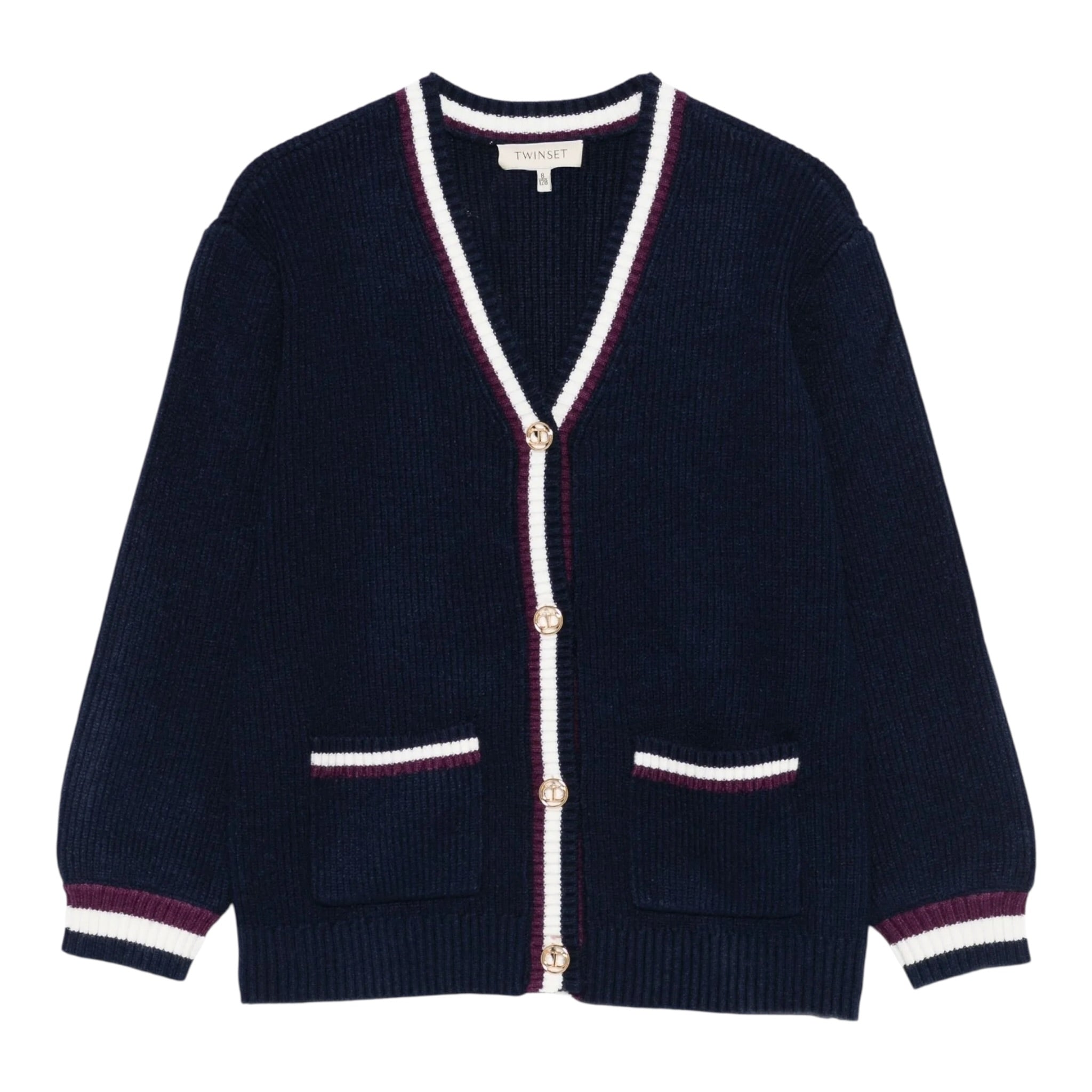 Twinset Cardigan tinta unita con Profili In Contrasto Blu per Neonata 252GB3060X BLU TWINSET 