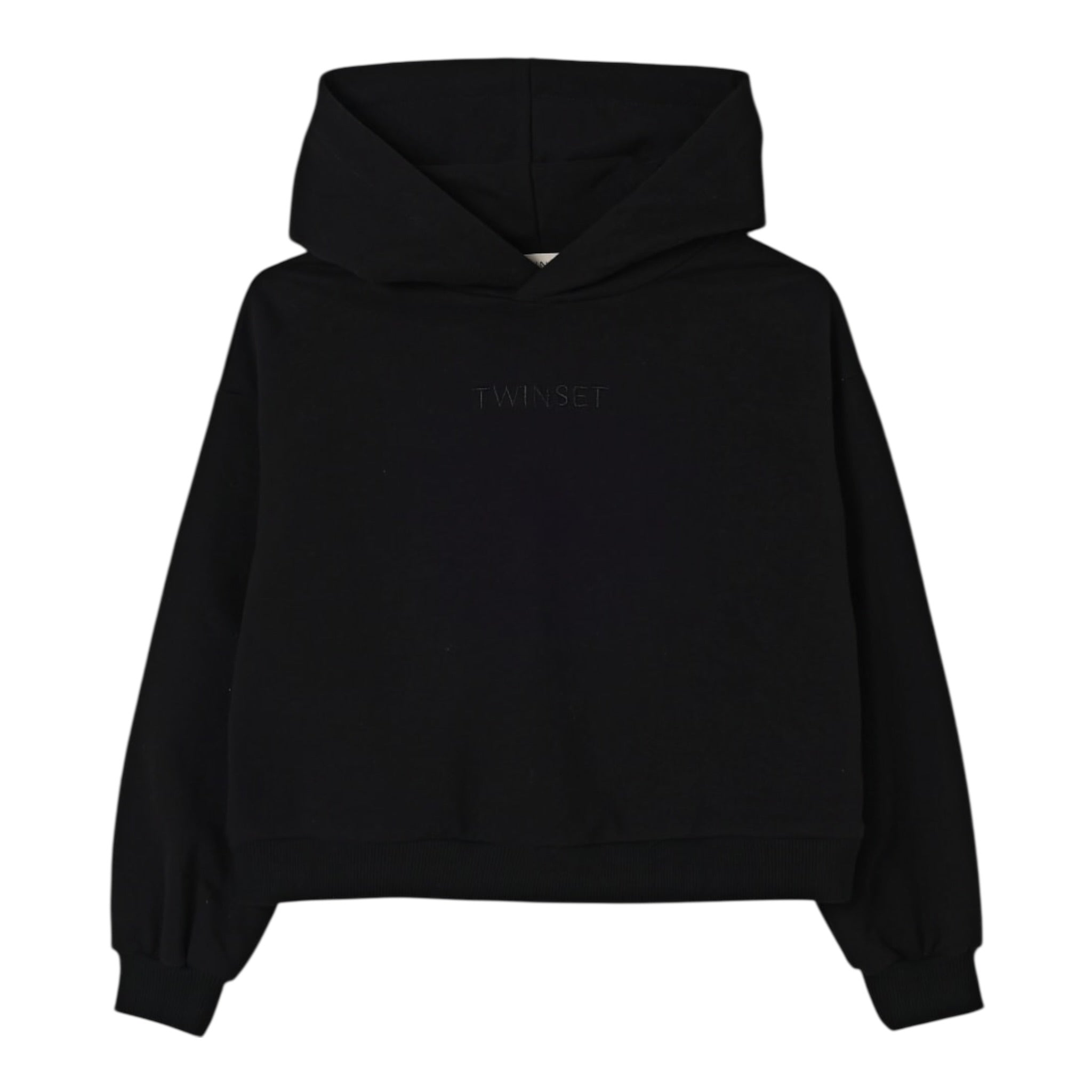 Twinset Felpa tinta unita con Cappuccio Nero per Bambina 252GJ2010 NERO TWINSET 
