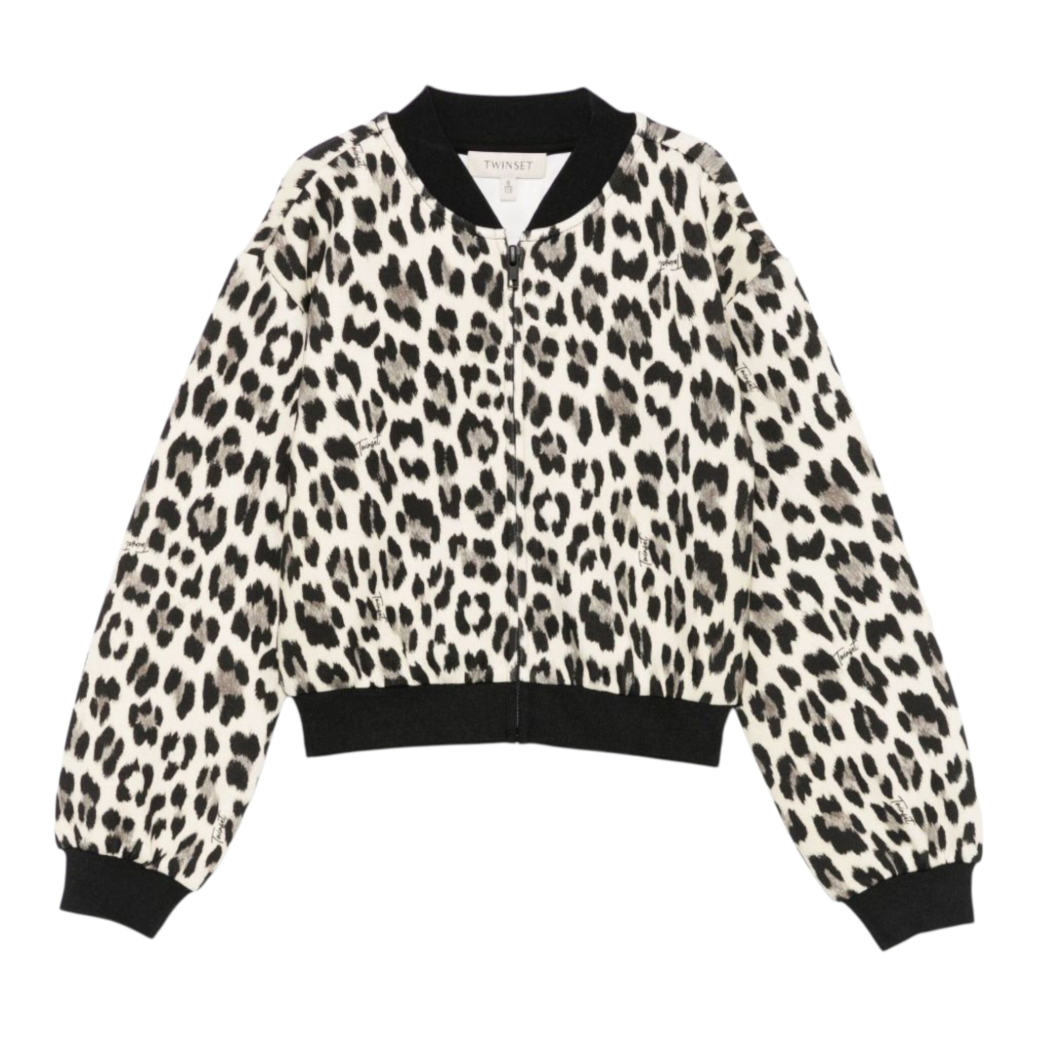 Twinset Felpa tinta unita con Fantasia Maculata Beige per Bambina 252GJ2023X BEIGE TWINSET 
