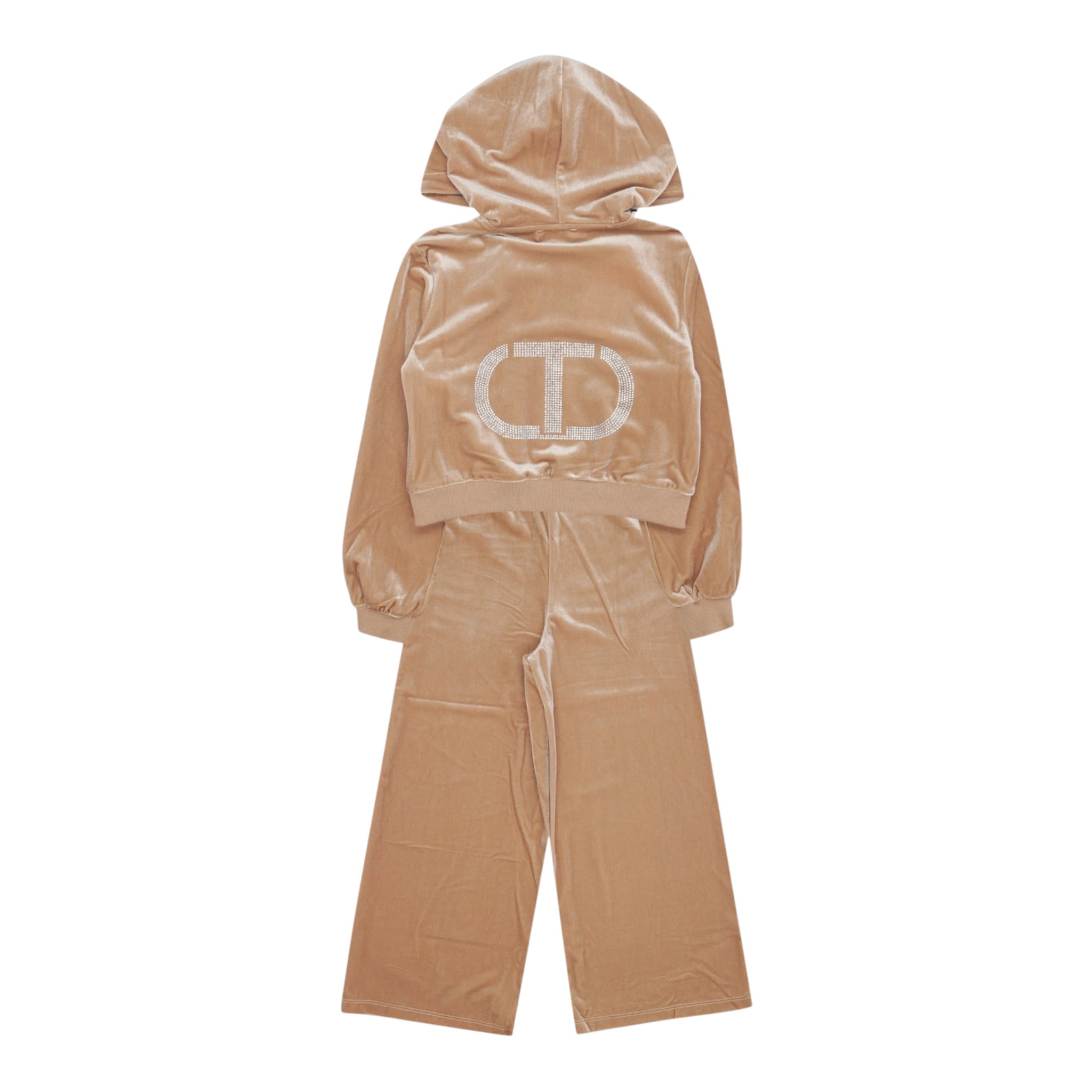 Twinset Completo 2Pz Felpa-Pantalone In Velluto Beige per Bambina 252GJ2030X BEIGE TWINSET 