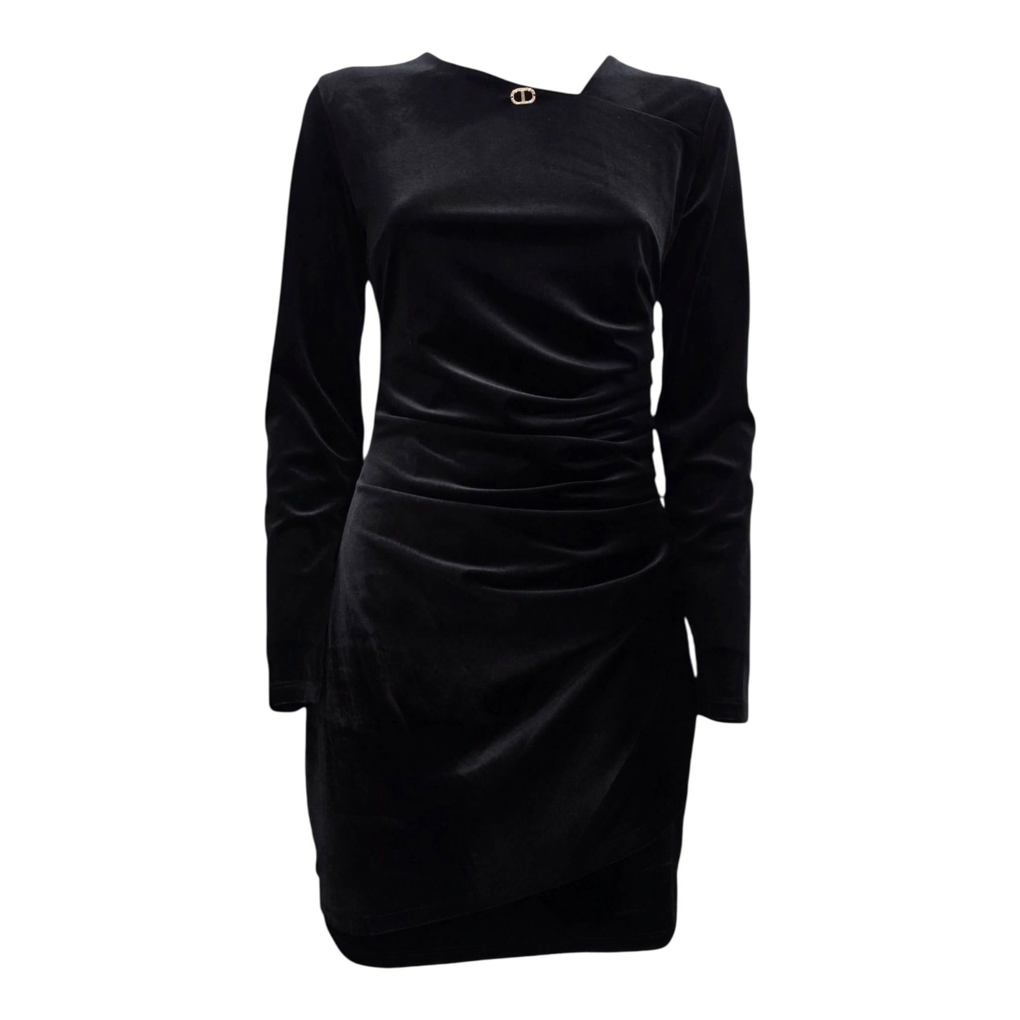 Twinset Abito Manica Lunga tinta unita In Camoscio Nero per Bambina 252GJ2035 NERO TWINSET 