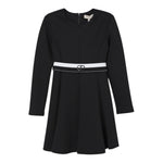 Twinset Abito tinta unita con Cintura Nero per Bambina 252GJ205B NERO TWINSET 