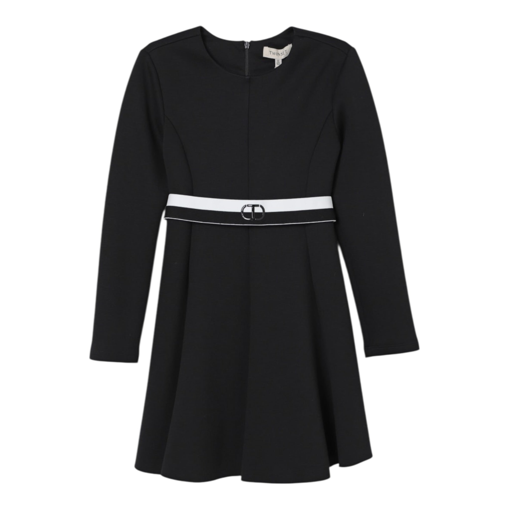 Twinset Abito tinta unita con Cintura Nero per Bambina 252GJ205B NERO TWINSET 