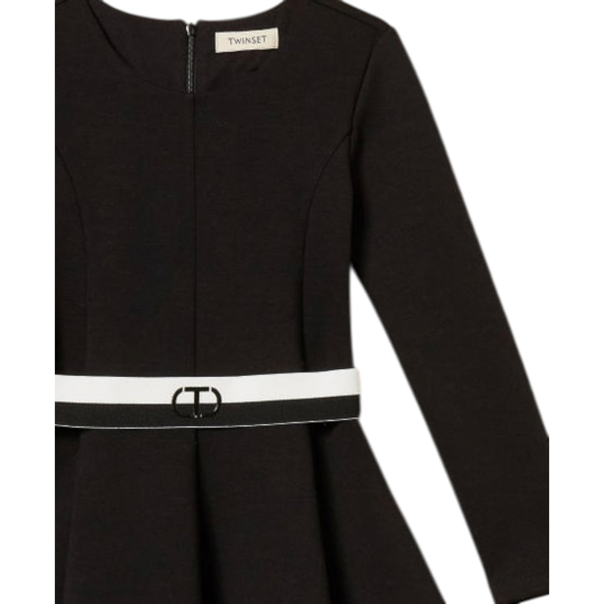 Twinset Abito tinta unita con Cintura Nero per Bambina 252GJ205BX NERO TWINSET 
