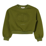 Twinset Felpa Girocollo tinta unita con Logo Verde per Bambina 252GJ205M VERDE TWINSET 
