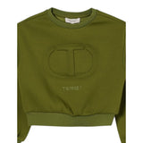 Twinset Felpa Girocollo tinta unita con Logo Verde per Bambina 252GJ205M VERDE TWINSET 