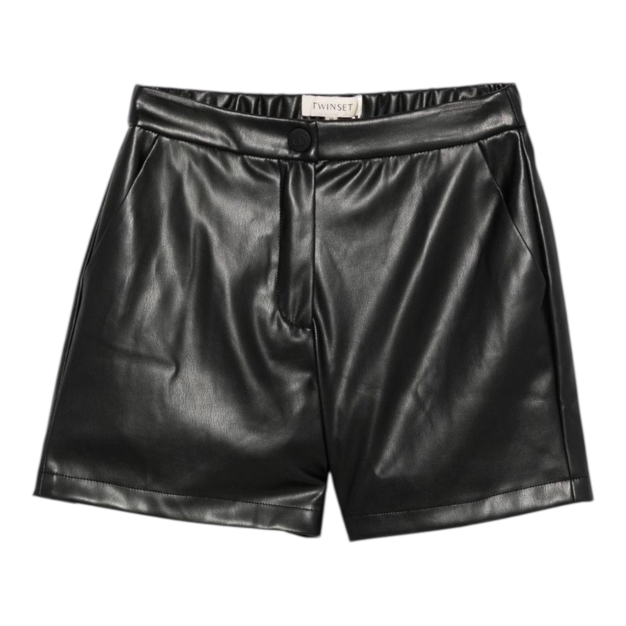 Twinset Short In Ecopelle tinta unita Nero per Bambina 252GJ2093 NERO TWINSET 