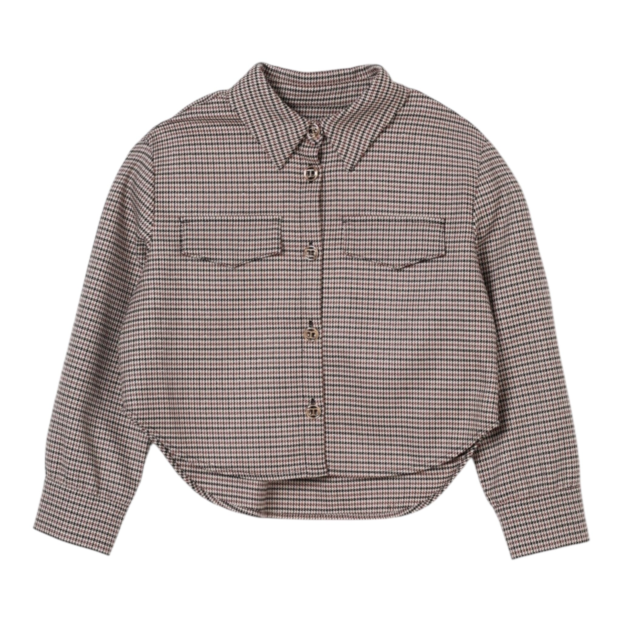 Twinset Camicia tinta unita con Microfantasia Marrone per Bambina 252GJ2102 MARRONE TWINSET 