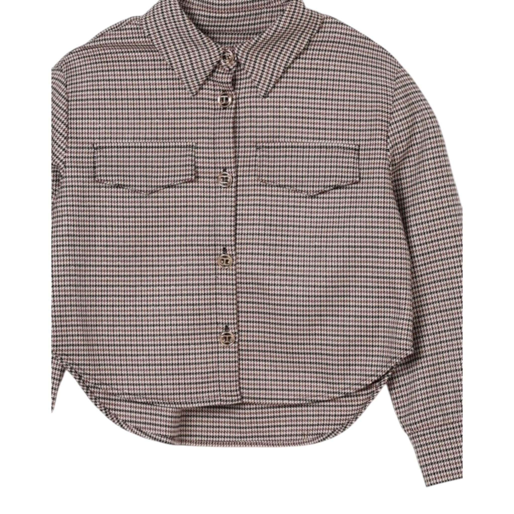 Twinset Camicia tinta unita con Microfantasia Marrone per Bambina 252GJ2102 MARRONE TWINSET 