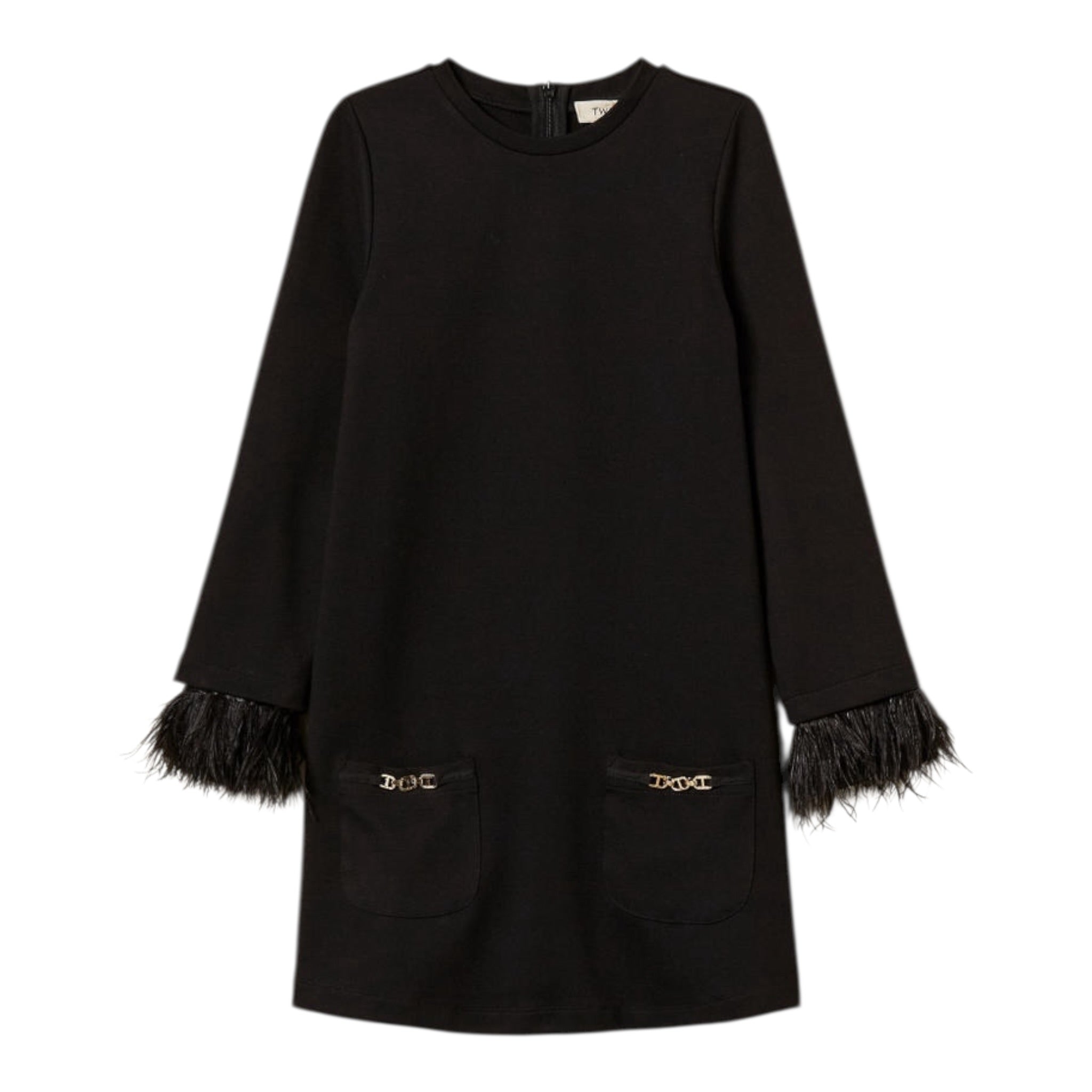 Twinset Abito tinta unita con Polsini Rimovibili Nero per Bambina 252GJ2111 NERO TWINSET 