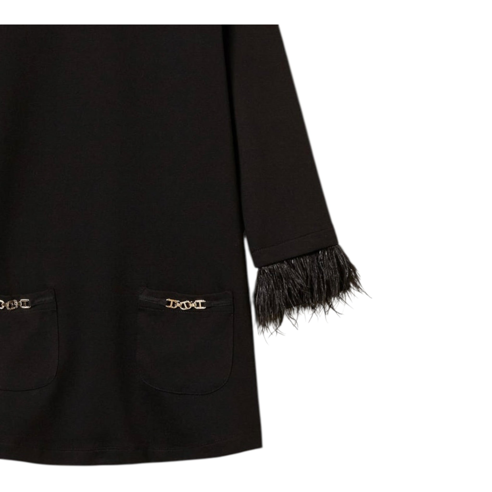 Twinset Abito tinta unita con Polsini Rimovibili Nero per Bambina 252GJ2111 NERO TWINSET 