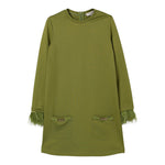 Twinset Abito tinta unita con Polsini Rimovibili Verde per Bambina 252GJ2111X VERDE TWINSET 
