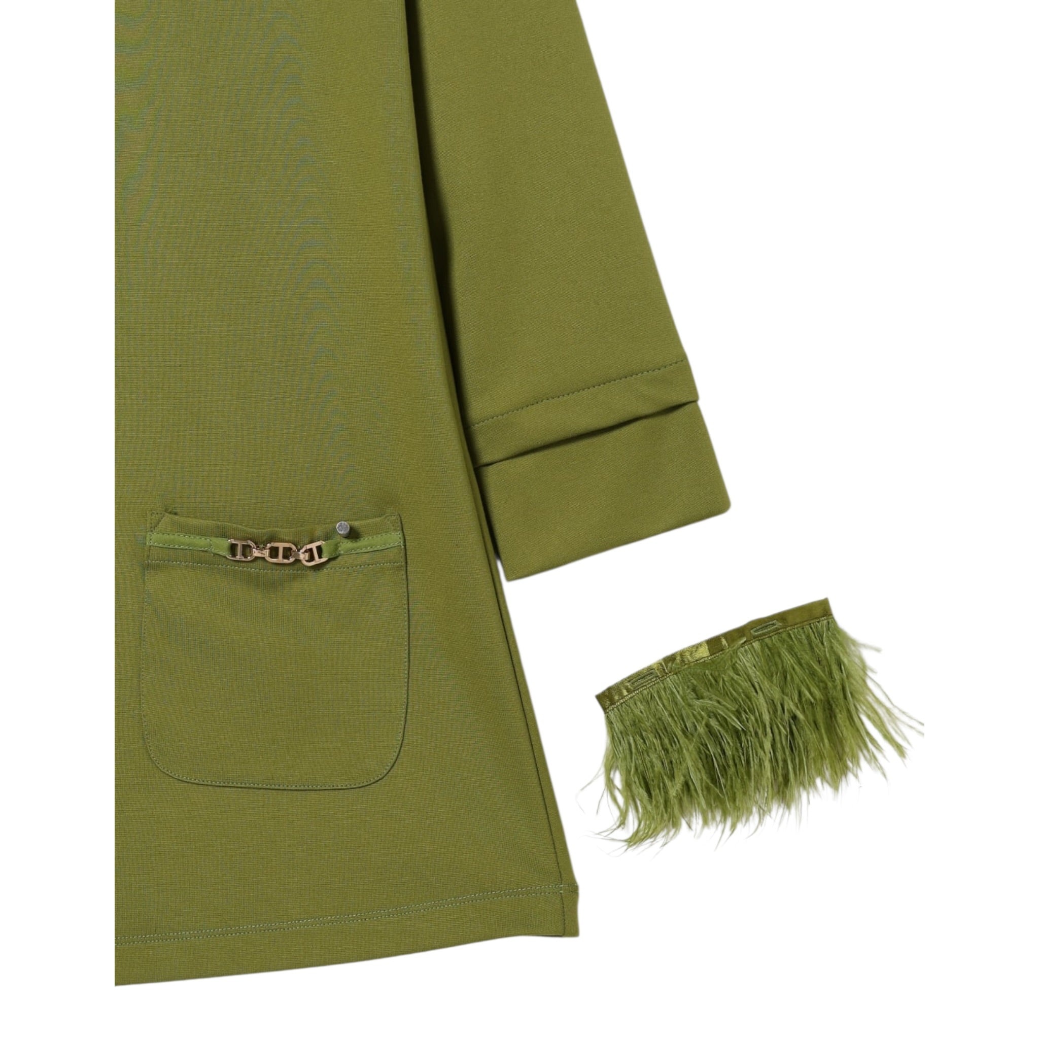 Twinset Abito tinta unita con Polsini Rimovibili Verde per Bambina 252GJ2111X VERDE TWINSET 