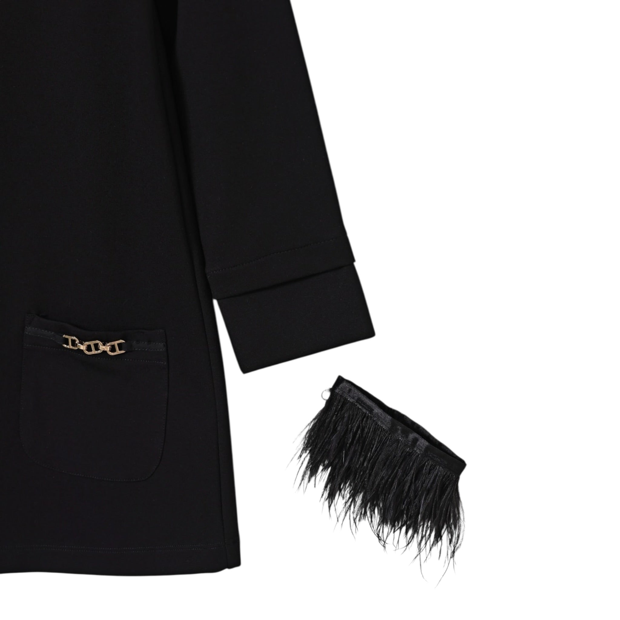 Twinset Abito tinta unita con Polsini Rimovibili Nero per Bambina 252GJ2111XX NERO TWINSET 