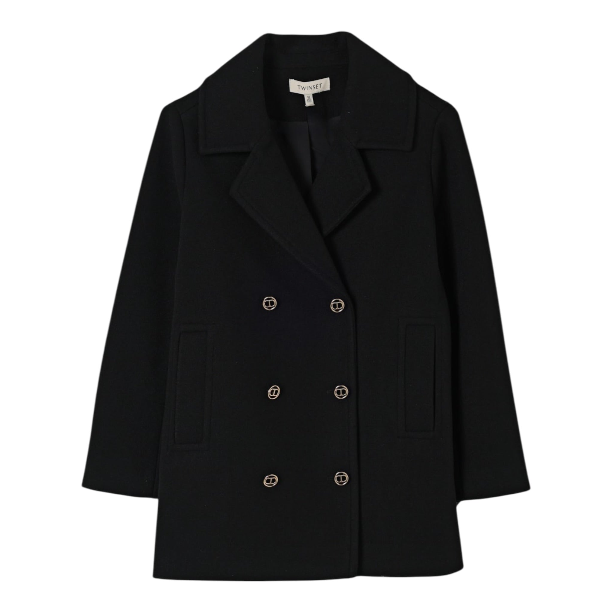 Twinset Cappotto tinta unita Doppiopetto Nero per Bambina 252GJ2142 NERO TWINSET 