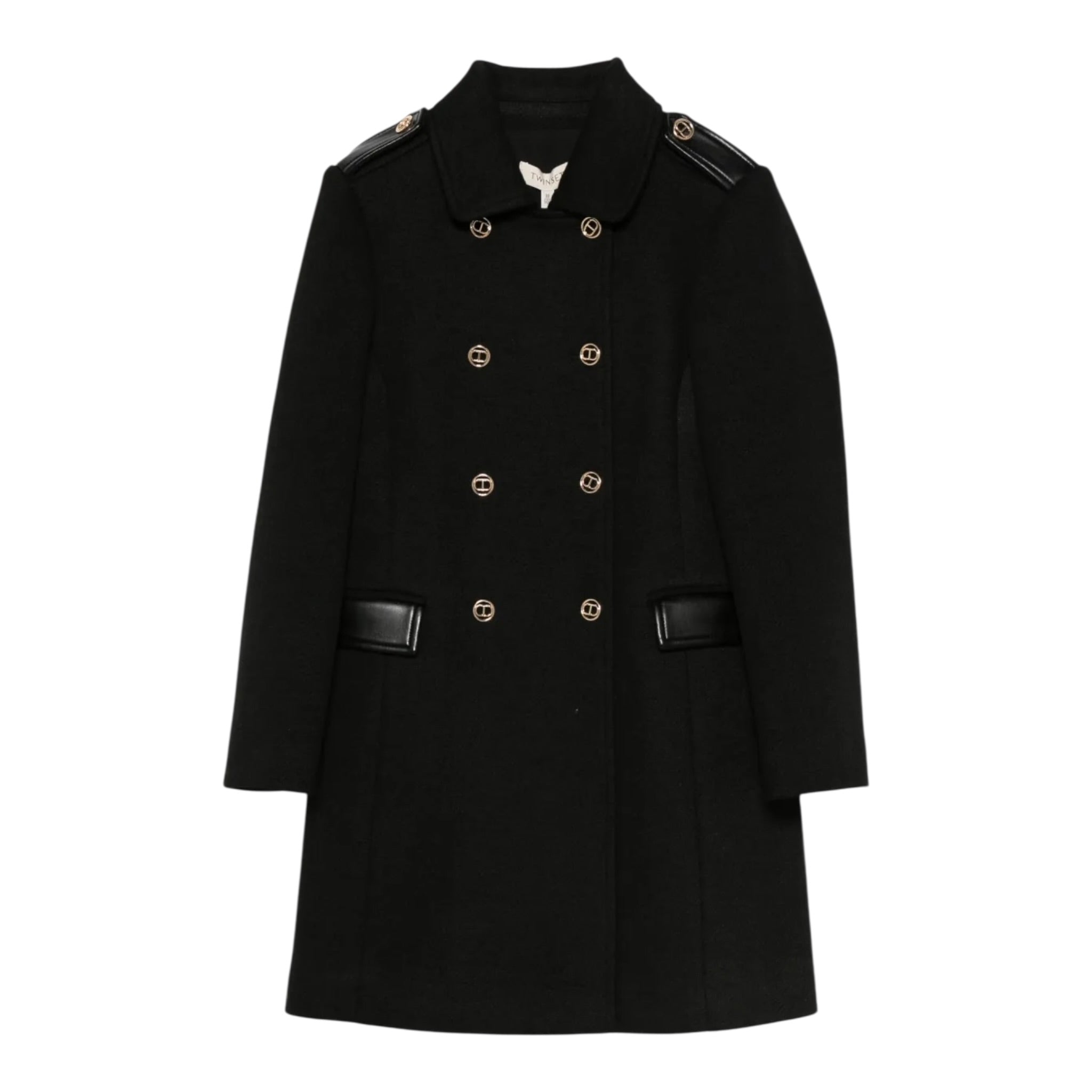 Twinset Cappotto tinta unita Doppiopetto Nero per Bambina 252GJ2150 NERO TWINSET 