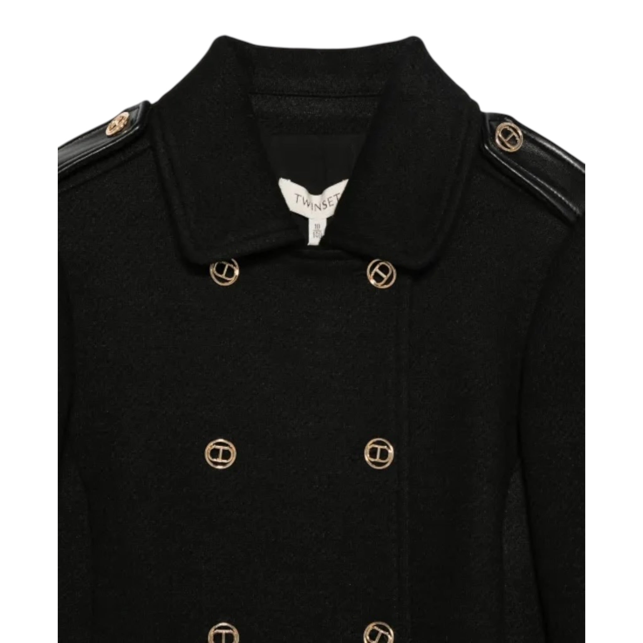 Twinset Cappotto tinta unita Doppiopetto Nero per Bambina 252GJ2150 NERO TWINSET 