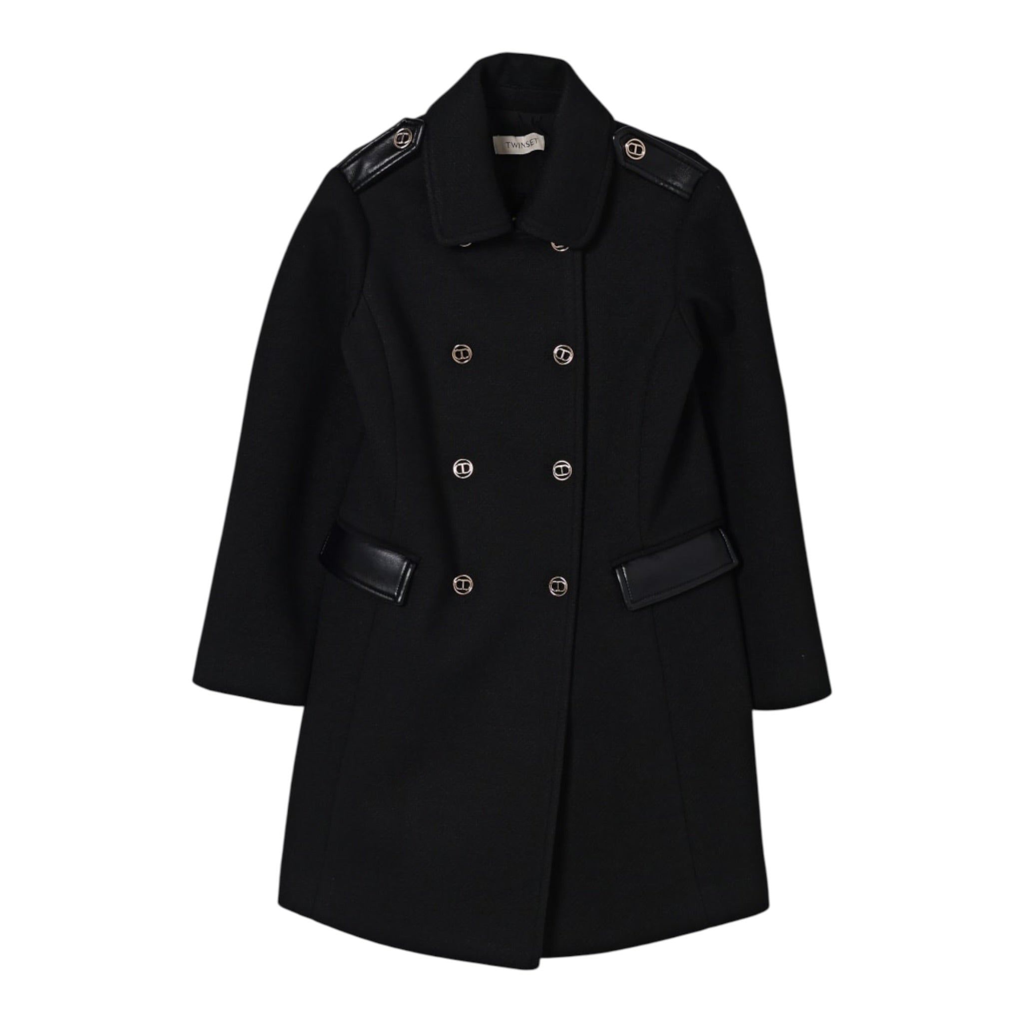Twinset Cappotto tinta unita Doppiopetto Nero per Bambina 252GJ2150X NERO TWINSET 