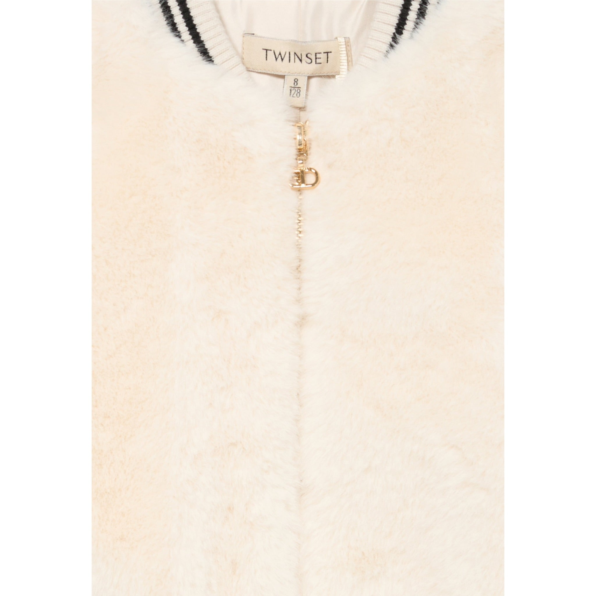 Twinset Giubbino tinta unita con Pelliccia E Zip Panna per Bambina 252GJ2170X PANNA TWINSET 