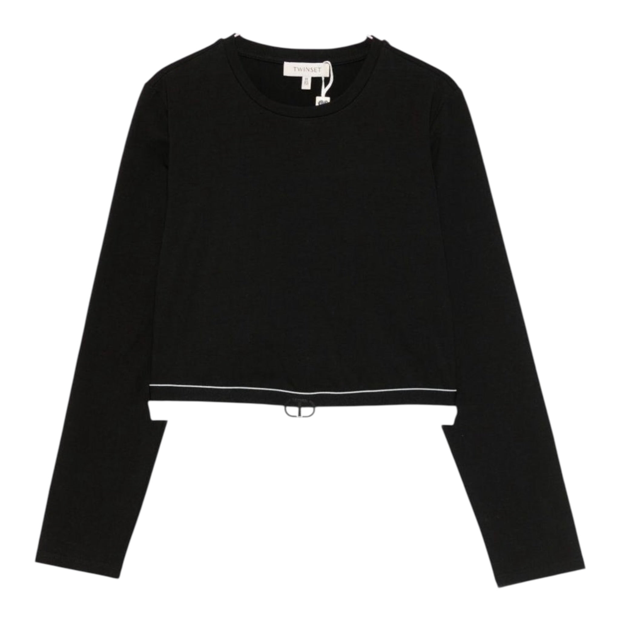 Twinset Shirt tinta unita con Logo Nero per Bambina 252GJ2322 NERO TWINSET 