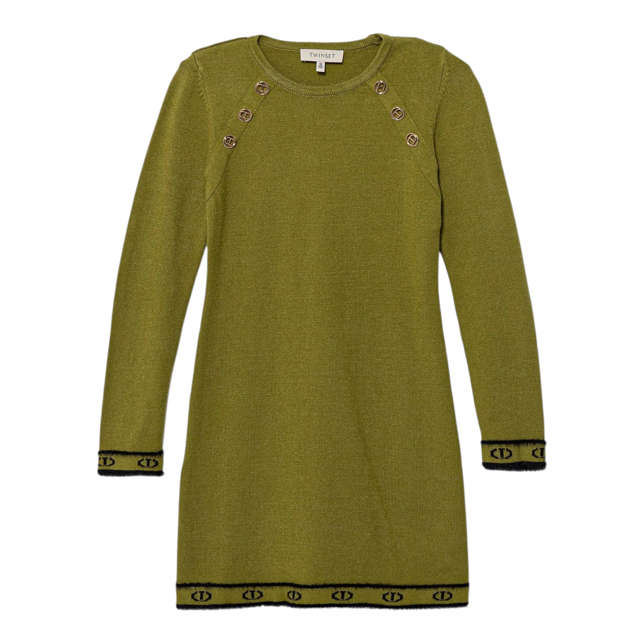 Twinset Abito Manica Lunga tinta unita con Logo Verde per Bambina 252GJ3014XXX VERDE TWINSET 