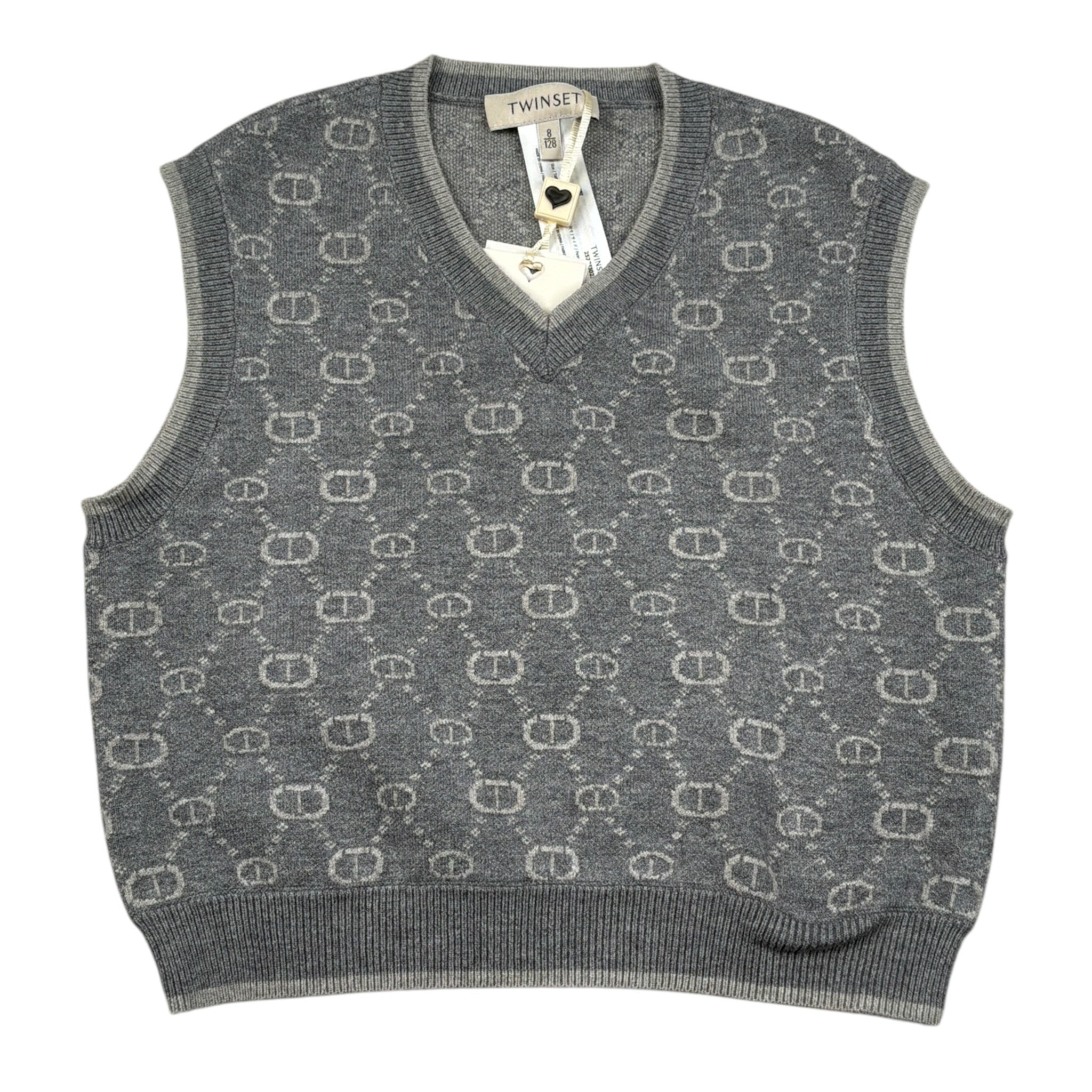 Twinset Gilet tinta unita con Stampa Grigio per Bambina 252GJ3023 GRIGIO TWINSET 
