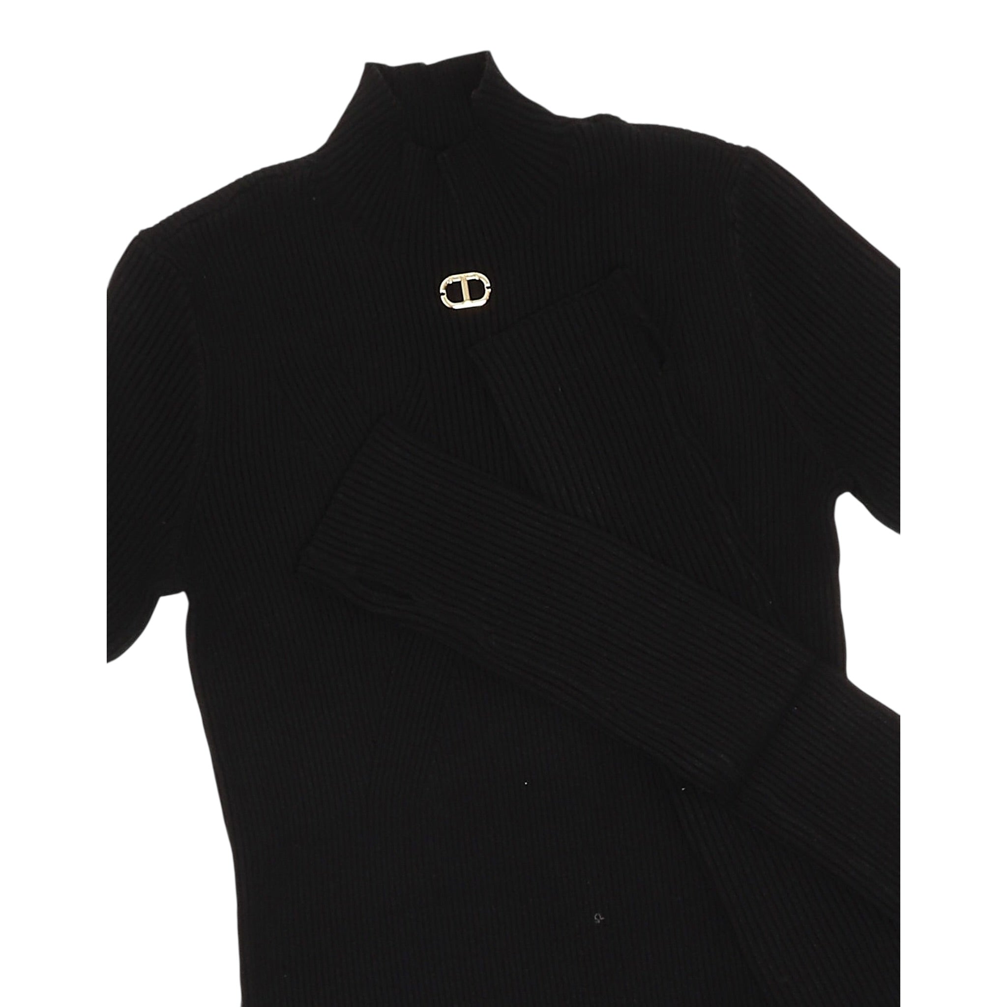 Twinset Abito tinta unita con Manicotti Nero per Bambina 252GJ3040X NERO TWINSET 