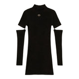Twinset Abito tinta unita con Manicotti Nero per Bambina 252GJ3040XX NERO TWINSET 