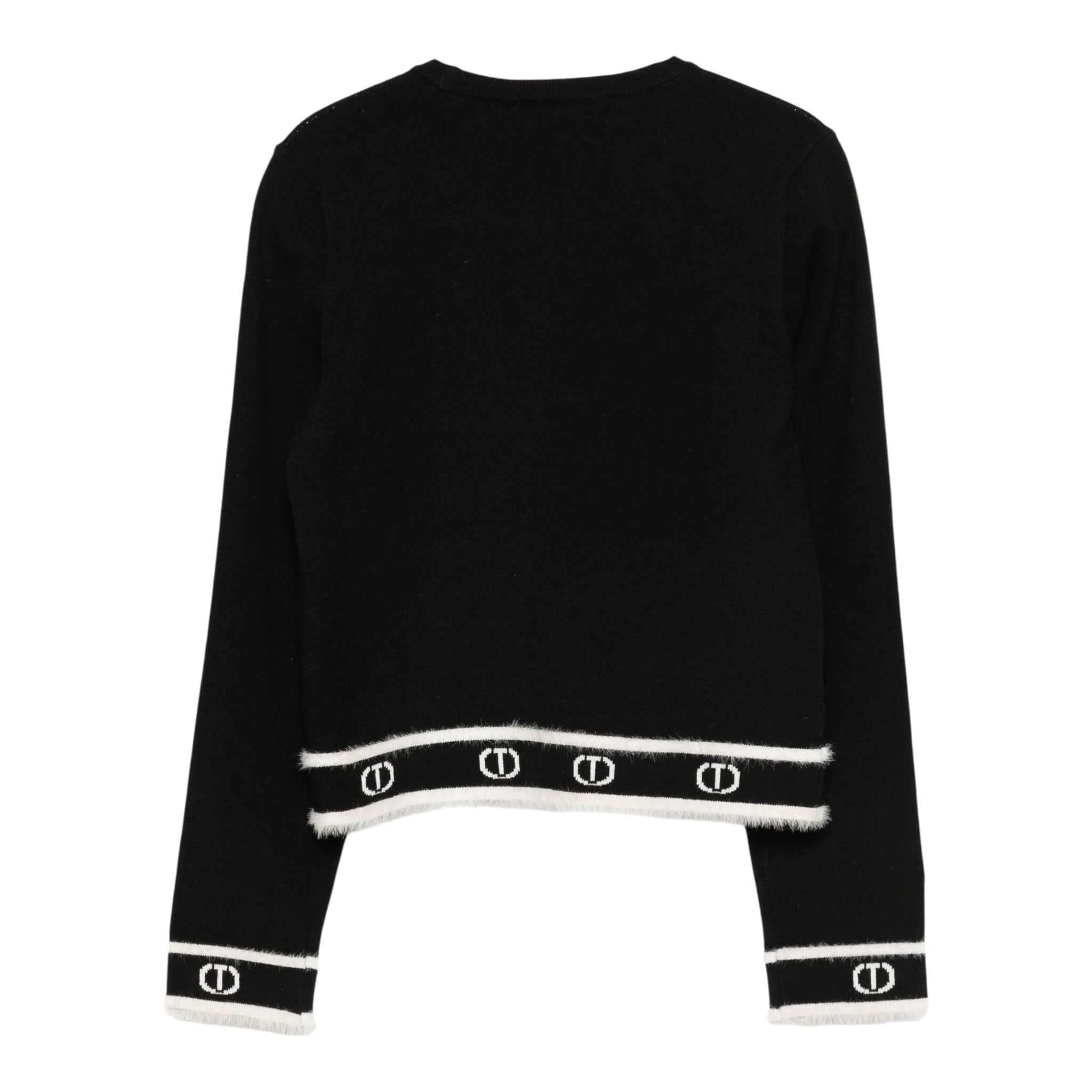 Twinset Maglia Girocollo tinta unita con Loghi Nero per Bambina 252GJ3073X NERO TWINSET 