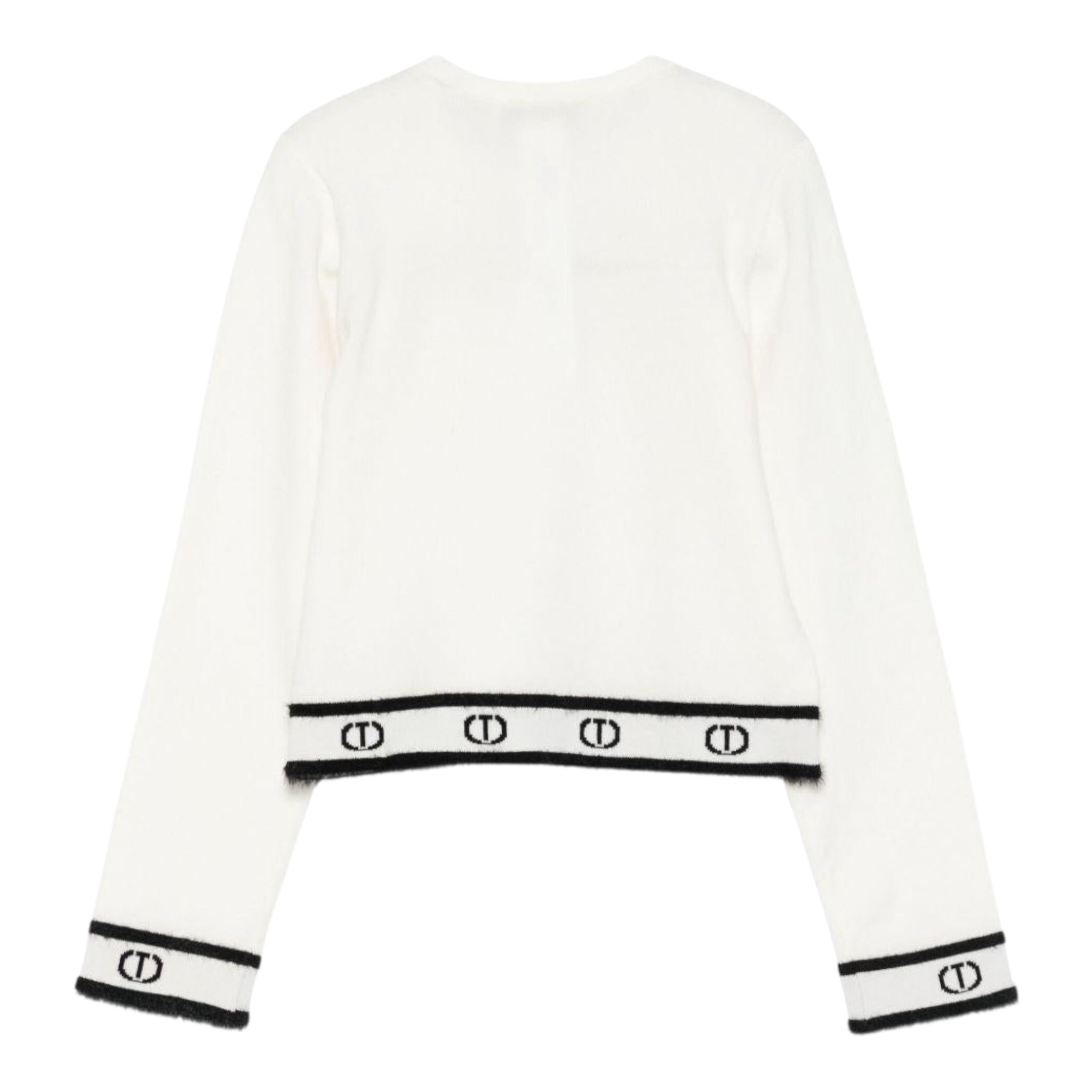 Twinset Maglia Girocollo tinta unita con Loghi Panna per Bambina 252GJ3073X PANNA TWINSET 