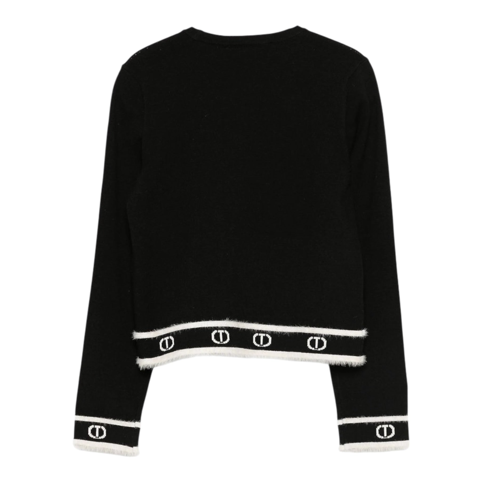 Twinset Maglia Girocollo tinta unita con Loghi Nero per Bambina 252GJ3073XX NERO TWINSET 