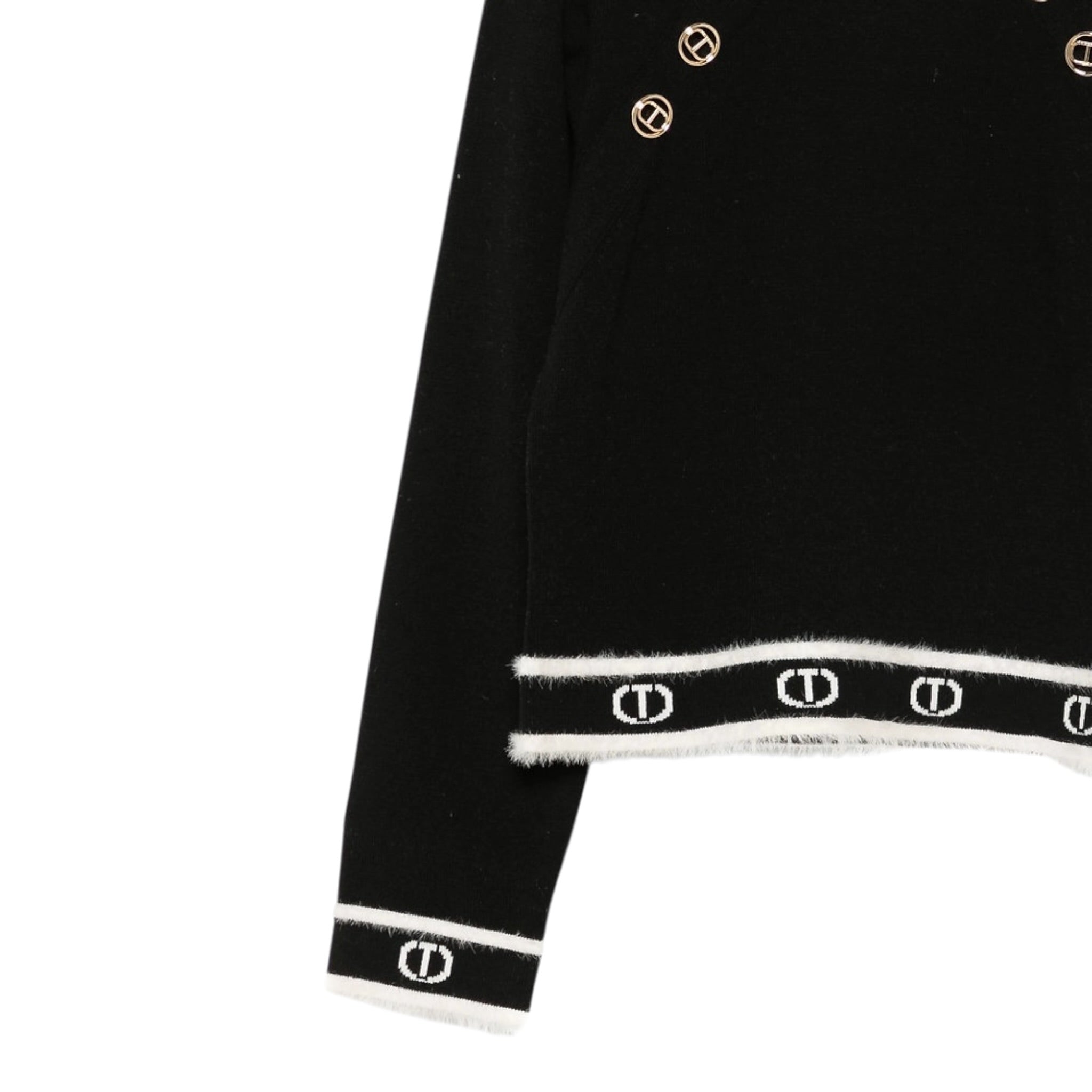 Twinset Maglia Girocollo tinta unita con Loghi Nero per Bambina 252GJ3073XX NERO TWINSET 