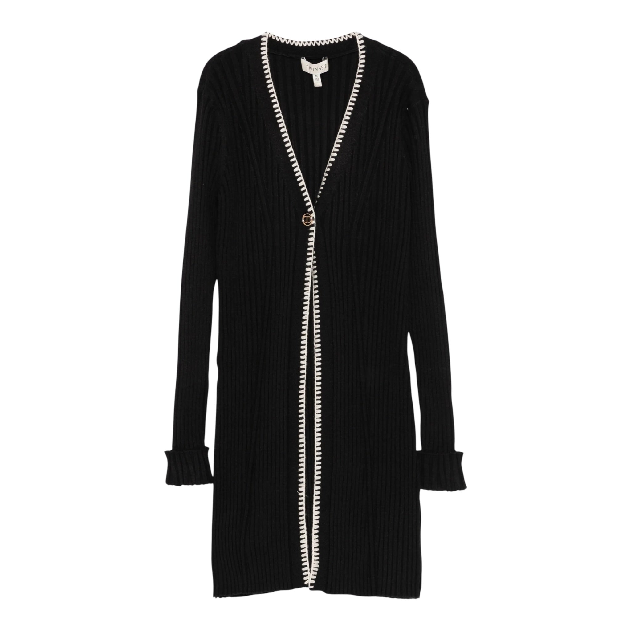 Twinset Cardigan tinta unita Lungo Nero per Bambina 252GJ3090XX NERO TWINSET 