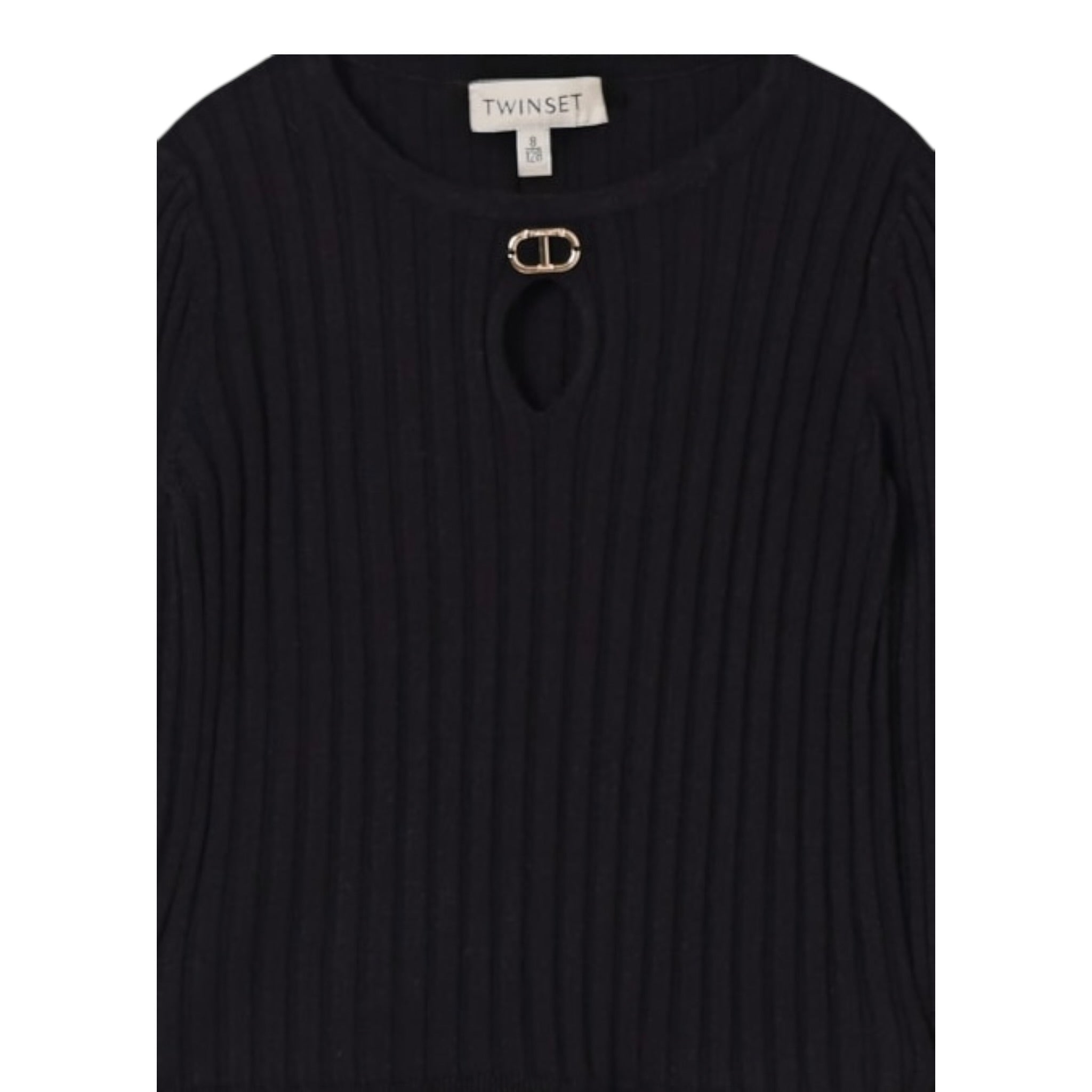 Twinset Maglia tinta unita con Profili In Contrasto Nero per Bambina 252GJ3092 NERO TWINSET 