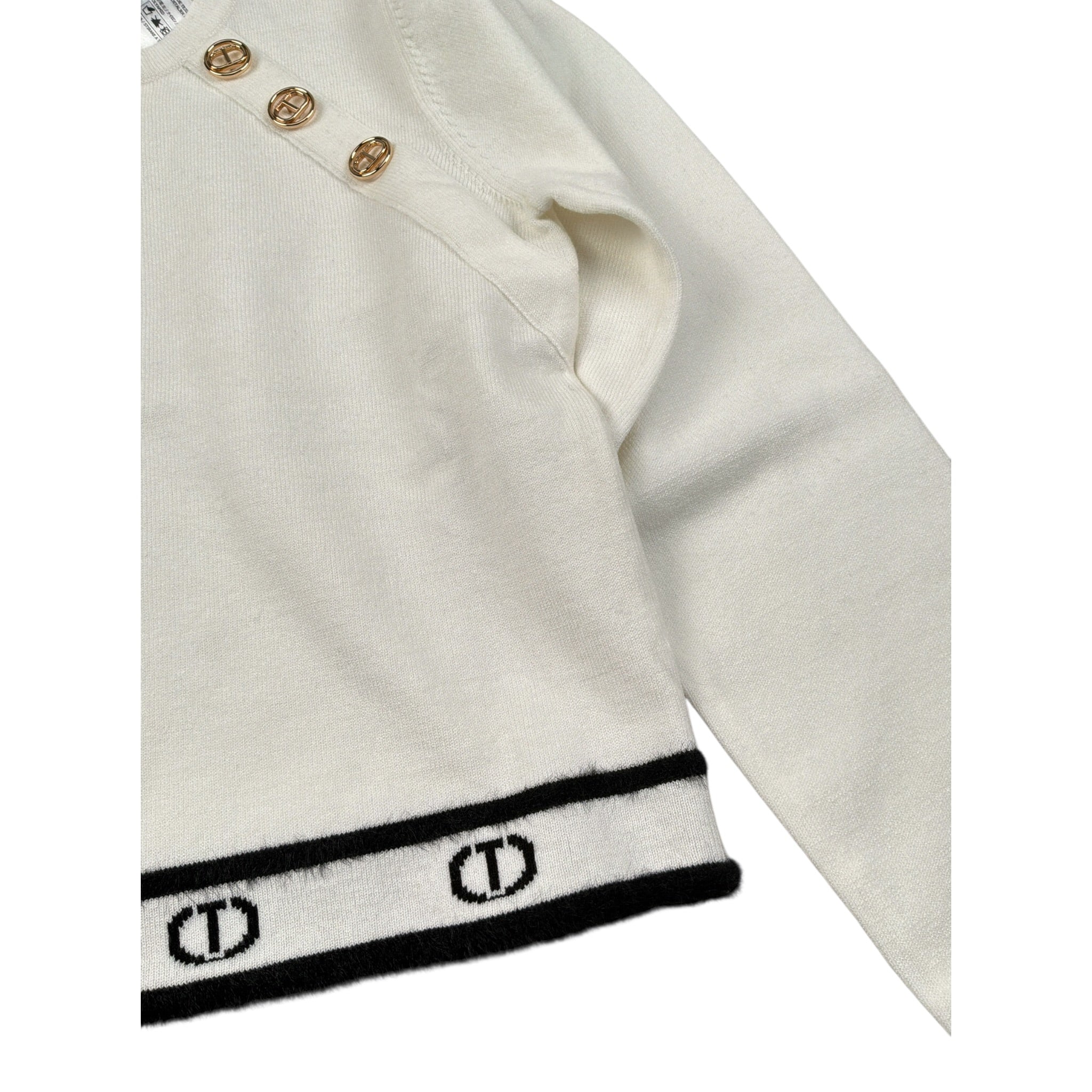Twinset Maglia Girocollo tinta unita con Logo Panna per Bambina 262GJ3073 PANNA TWINSET 