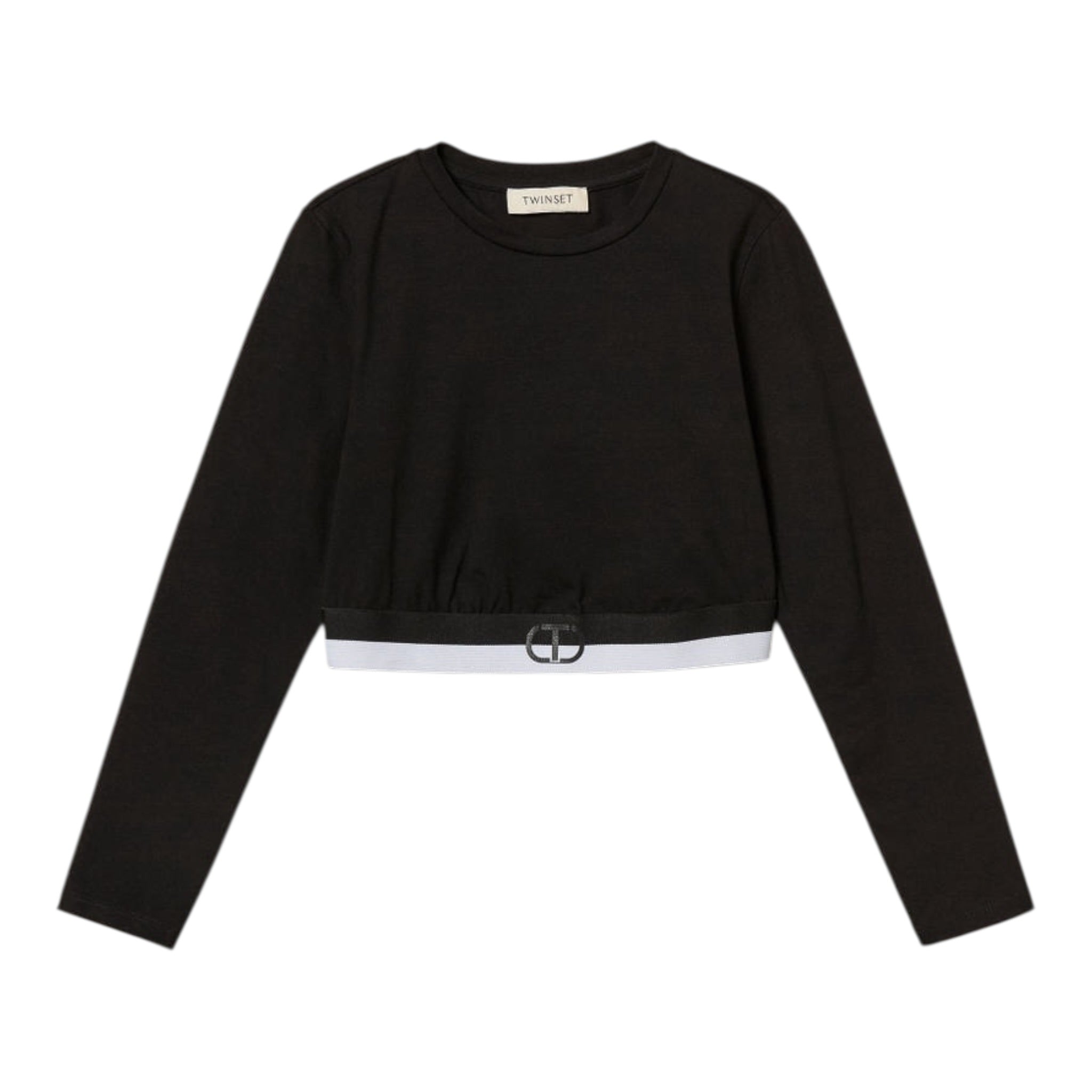 Twinset Shirt tinta unita con Logo Nero per Bambina GJ2322 NERO TWINSET 