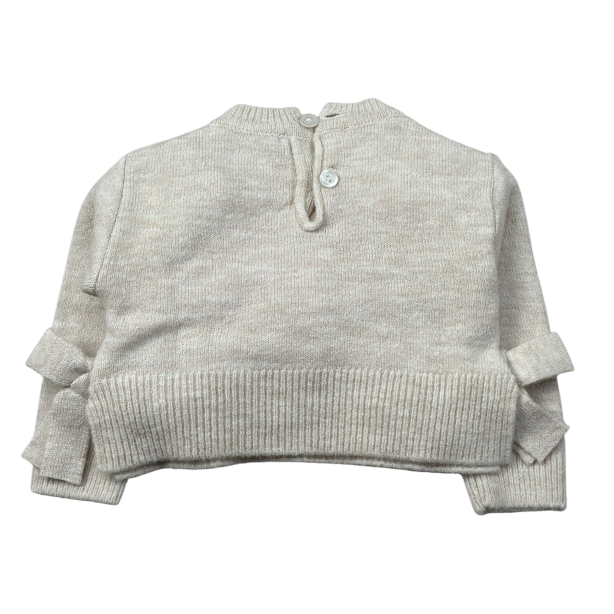 U+È Maglia Girocollo tinta unita con Applicazioni Beige per Neonata UE1901 BEIGE U+è 