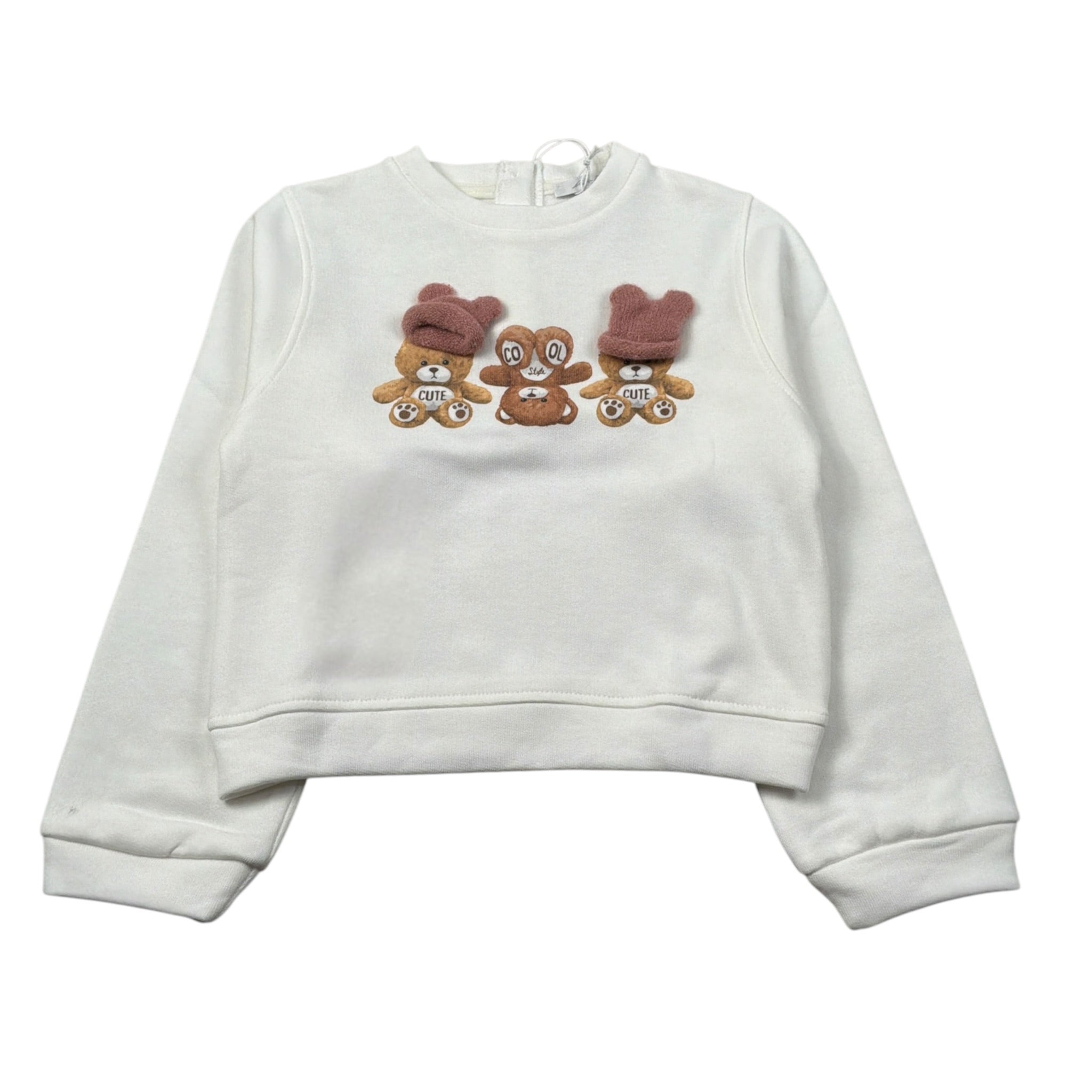U+È Felpa Chiusa Girocollo tinta unita con Stampe Bianco per Bambina UE2041 BANCO U+è 