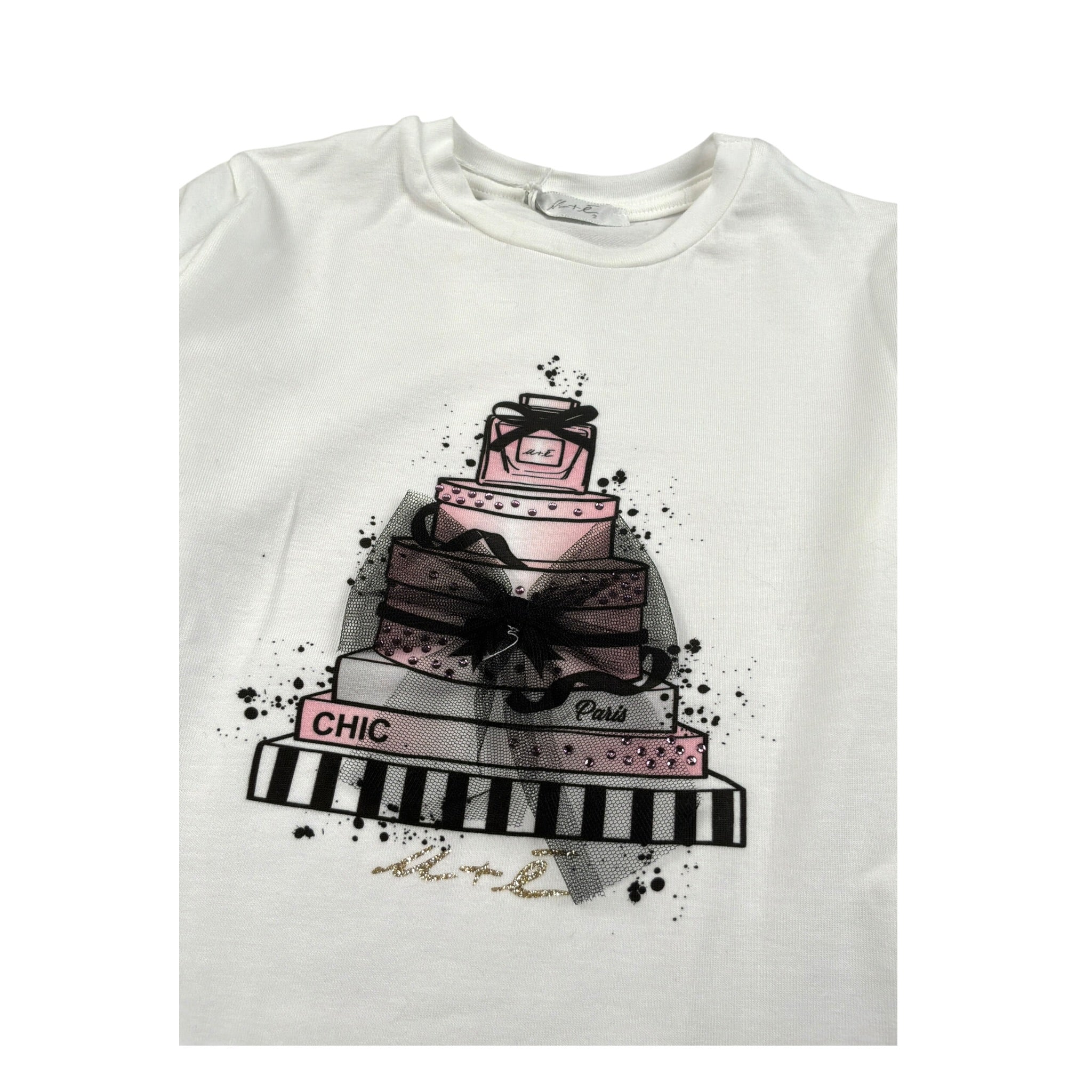 U+È Shirt Girocollo tinta unita con Stampa Bianco per Bambina UE2061J BIANCO U+è 