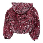 U+È Felpa tinta unita con Paillettes E Cappuccio Rosa per Neonata UE2114N ROSA U+è 