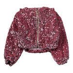 U+È Felpa tinta unita con Paillettes E Cappuccio Rosa per Bambina UE2114 ROSA U+è 