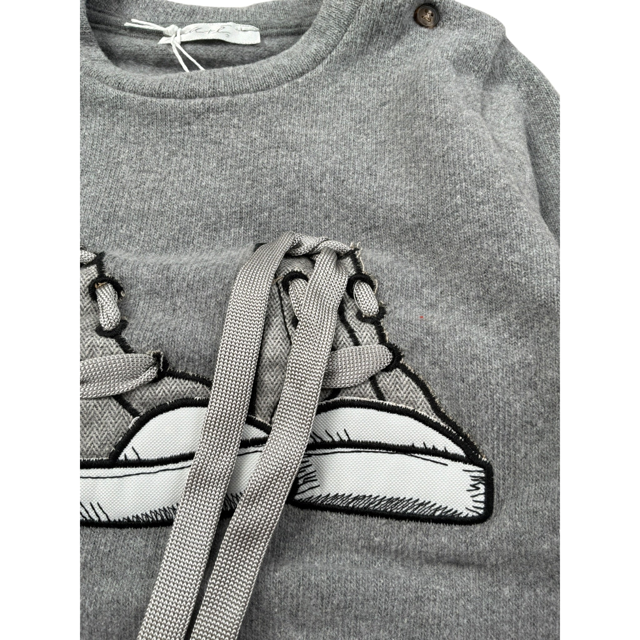 U+È Maglia Girocollo tinta unita con Ricamo Grigio per Neonato UEM0460 GRIGIO U+è 