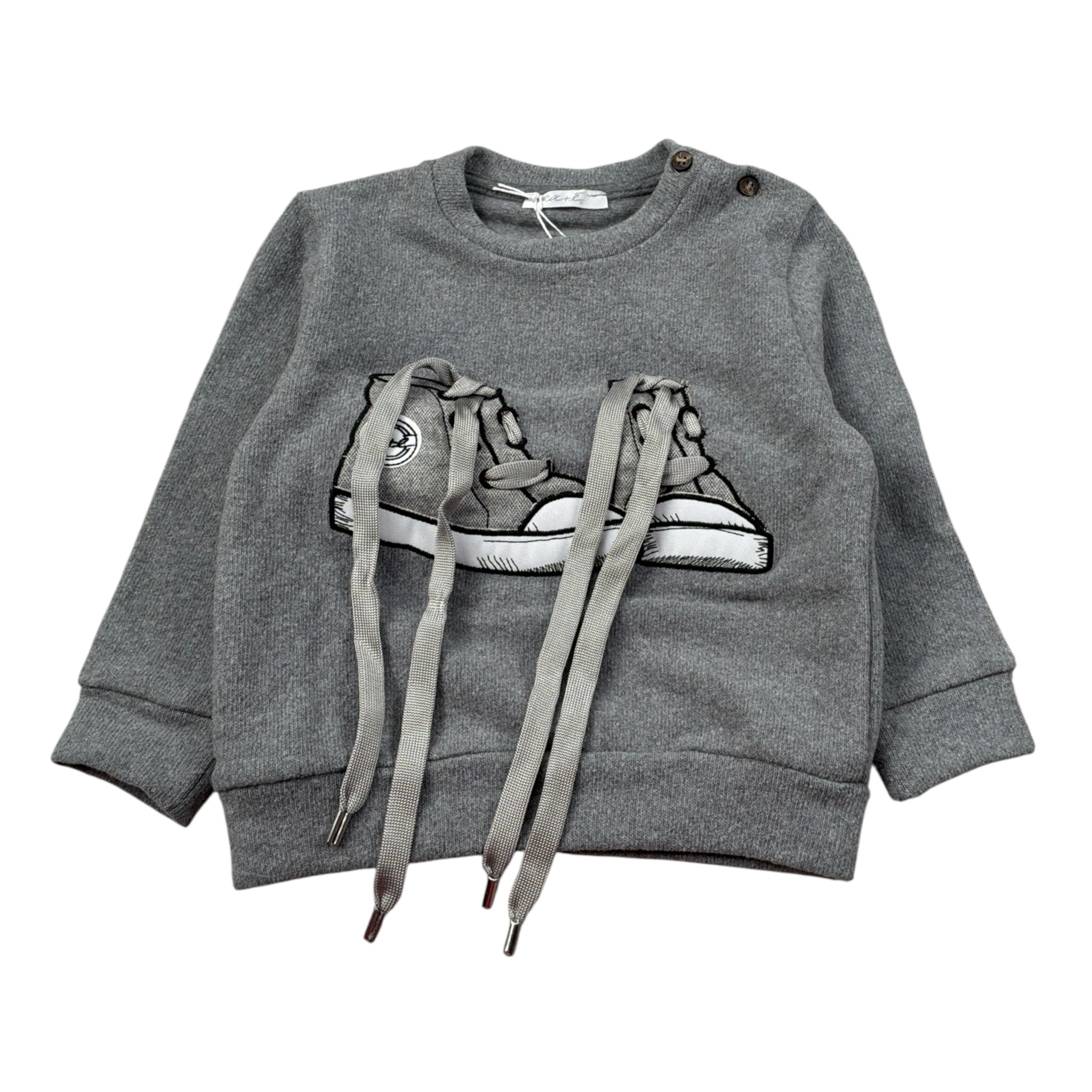 U+È Maglia Girocollo tinta unita con Ricamo Grigio per Neonato UEM0460 GRIGIO U+è 